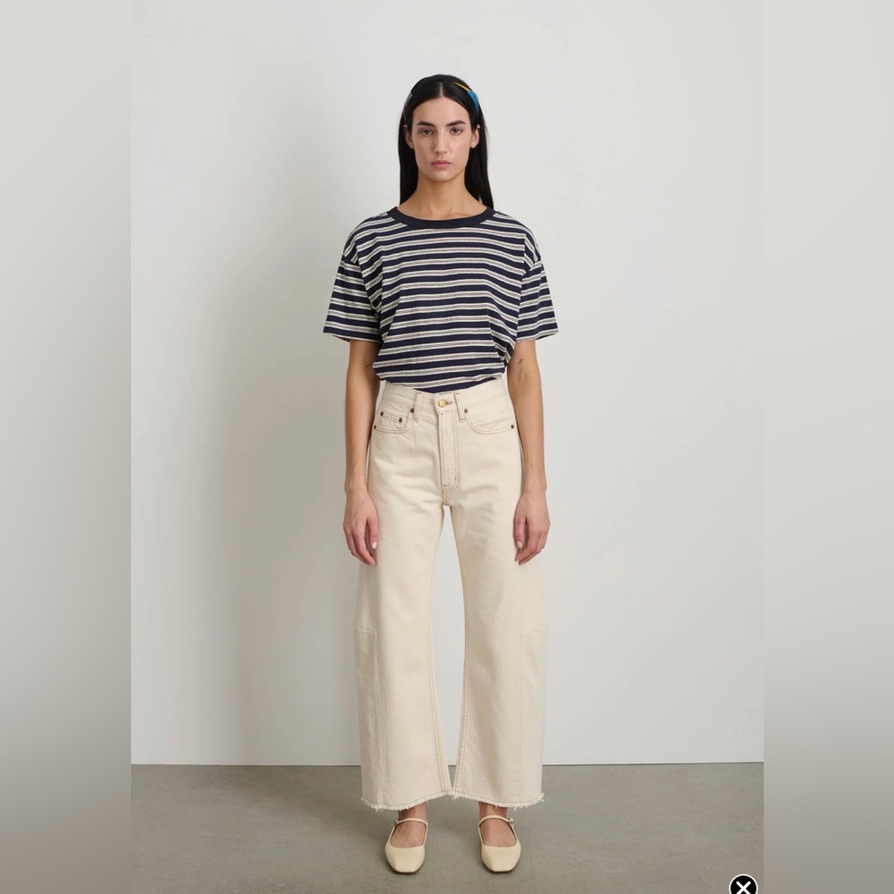 B SIDES Cream Wide-Leg Flare Jeans